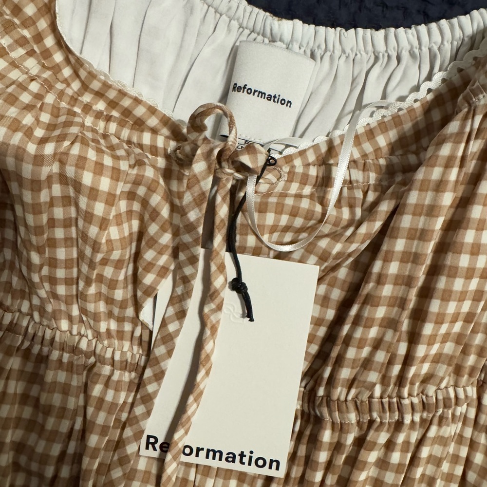 Reformation Brown Checkered Maxi Dress